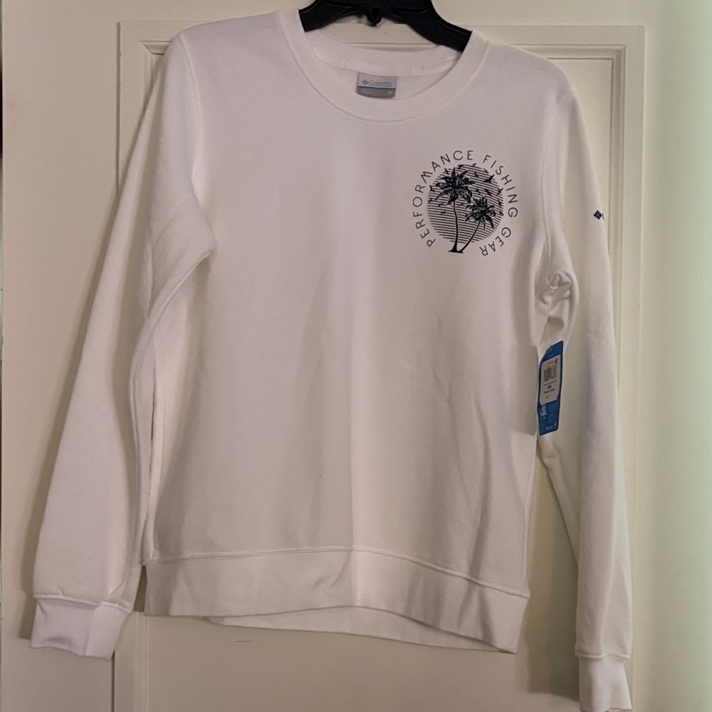 Columbia White Performance Fishing Gear Sweatshirt